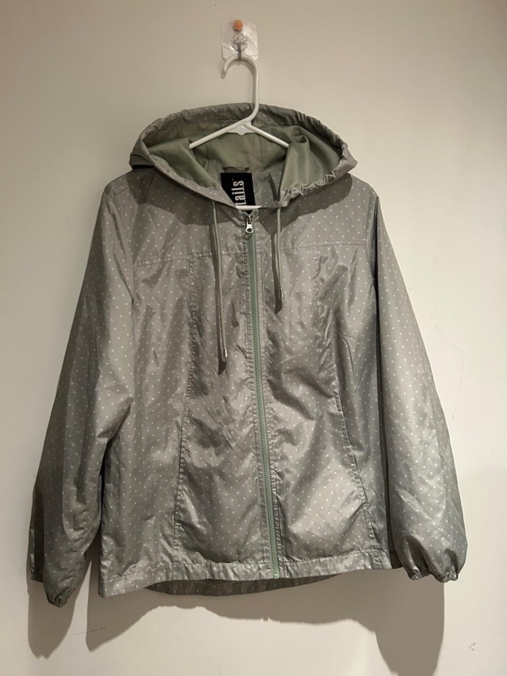 ⭐️ Light Green Polka Dot/flowers Hooded Windbreaker Jacket
